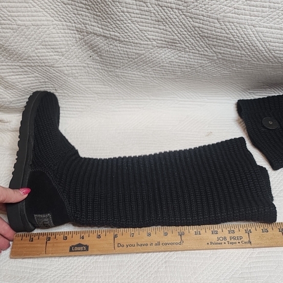 Ugg Black Classic Cardy Knit Boots Women's Size 7 - Picture 14 of 16